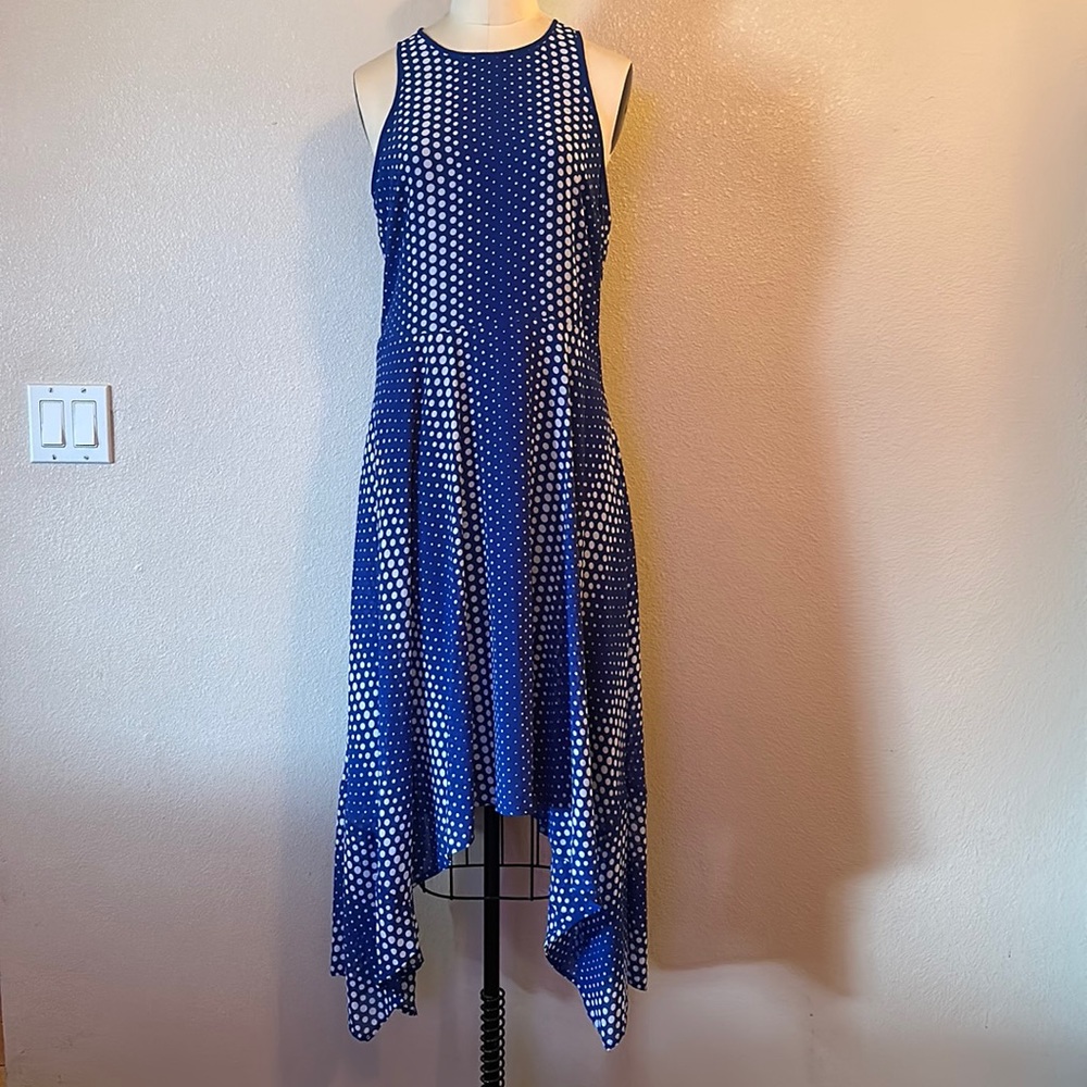 New! Michael Kors royal blue/white dots short sleeve dress, Size 8.